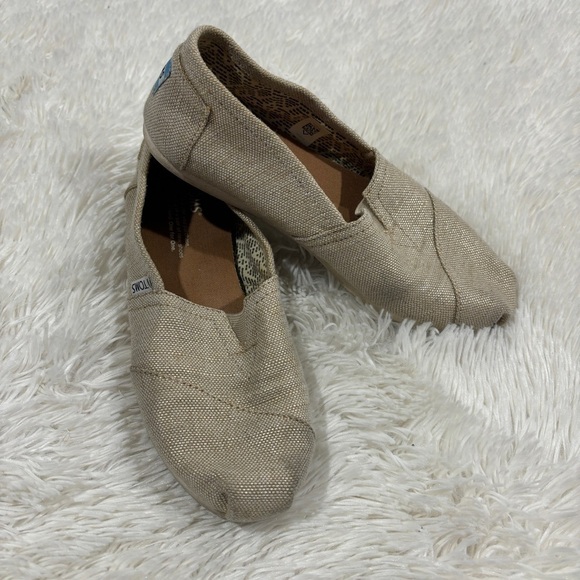 TOMS Alpargata natural metallic woven shoes women's size 6.5 - Picture 1 of 10